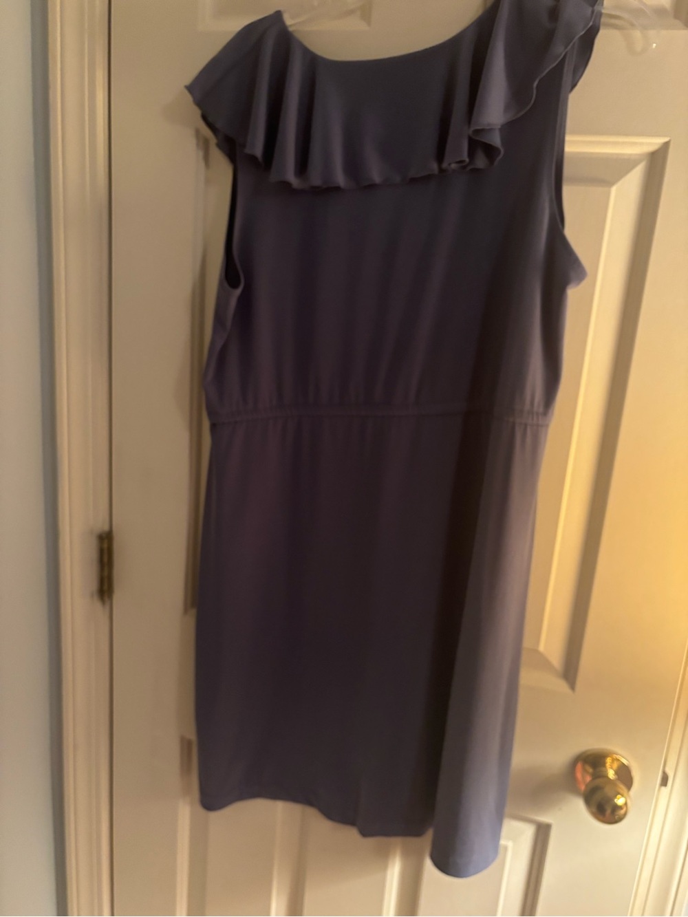 Sleeveless Ruffle-Trim Purple Womens Dress